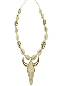 DM Cow Bull Head Pendant ketting Vrouwen touwketen Natural Cowrie Shell Long Animal Skull Boho Jewelry Collier Femme 2020 Kolye Y22589224