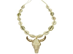 DM Cow Bull Head Pendant ketting Dames touwketen Natural Cowrie Shell Long Animal Skull Boho sieraden Collier Femme 2020 Kolye Y29254993