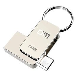 DM PD020 32GB USB-flashdrive Micro USB + USB2.0 Metalen OTG Pendrive Hoge snelheid USB-geheugenstick U-schijf