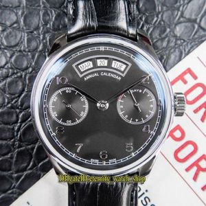 DMF V2 Version améliorée Portugieser Pisa 503502 Cadran noir Réserve de marche 52850 Montres mécaniques automatiques pour hommes Boîtier argenté Leath290K