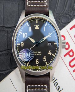 DMF -versie Mark XVIII Piloot 327006 Zwart Datum Dial Eta A2824 Automatische heren Watch Sapphire Titanium Metal Case Leather Sport4755318