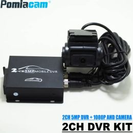 DMH222 Beveiliging 2CH DVR -kit voor netwerkauto, taxi, schoolbus, logistieke auto, bij achteraanzicht Driver Face 2ch 5MP DVR 1080P AHD Camera