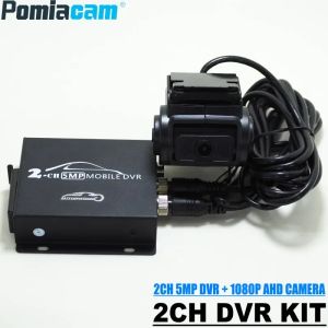 DMH222 SEGURIDAD 2CH DVR Kit para automóvil de red, taxi, autobús escolar, automóvil logística, por visión trasera cara de conductor de 2ch 5mp DVR 1080p AHD Camera