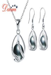 DMSFP001 Perle Jewelry Silts Silver 925 Jewelry 89 mm Bohemian Style BlackWhitepinkpurple Pearl Set For Women1207821