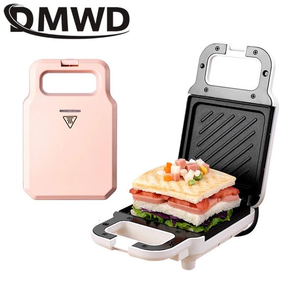 DMWD Machine à pain et à sable, Mini appareil léger pour gaufres, muffins, petit déjeuner, poêle à omelette et œufs, grille-pain à pression, four à Panini 240226