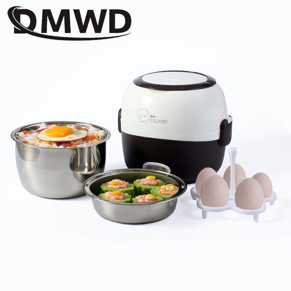 DMWD Mini-Reiskocher, thermische Heizung, elektrische Lunchbox, 2 Schichten, tragbar, Dampfgarer, Kochbehälter, Mahlzeit, Lunchbox, Wärmer, T200709