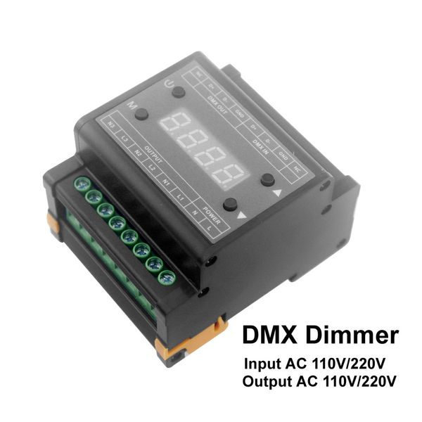 Envío gratuito Dmx Led Dimmer 220v 110v Salida 3 canales Dmx Dimmer Switch Triac Dimmer para lámpara led 220v