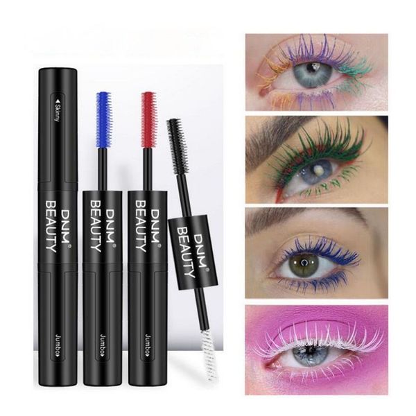 DNM seda 4D Mascara 12 colores de la cabeza del doble injerto de crecimiento no florecientes de pestañas Waterproof Liquid caliente grueso del rimel