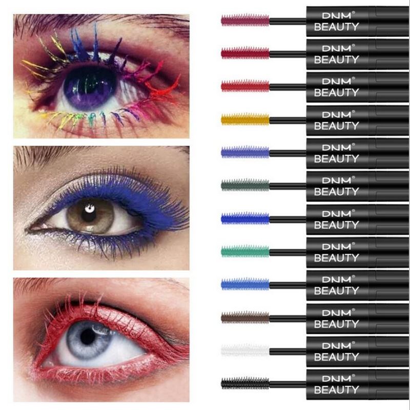 DNM Silk 4D Mascara 12 Kolory Podwójne Głowy Grafting Wzrost Not Blooming Rzęsy Ciecz Wodoodporna Długie Grube Ciepłe Tusz do rzęs 60 sztuk / partia DHL