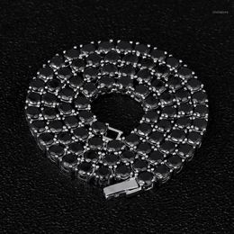 DNSCHIC – collier de Tennis glacé, ligne de chaîne en or blanc de 5mm avec CZ noir pour hommes et femmes, bijoux Hip Hop rappeur Street Fashion12821