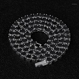DNSCHIC – collier de Tennis glacé, ligne de chaîne en or blanc de 5mm avec CZ noir pour hommes et femmes, bijoux Hip Hop rappeur Street Fashion1306G