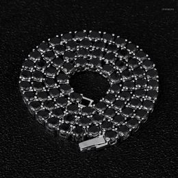 DNSCHIC – collier de Tennis glacé, ligne de chaîne en or blanc de 5mm avec CZ noir pour hommes et femmes, bijoux Hip Hop rappeur Street Fashion1195V