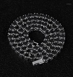DNSCHIC Iced Out Теннисное Ожерелье 5 мм Цепочка из белого золота с черным фианитом для мужчин и женщин Хип-хоп Ювелирные изделия Рэпер Уличная мода14302704