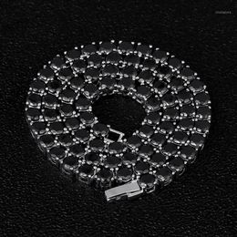 DNSCHIC – collier de Tennis glacé, ligne de chaîne en or blanc de 5mm avec CZ noir pour hommes et femmes, bijoux Hip Hop rappeur Street Fashion1274W