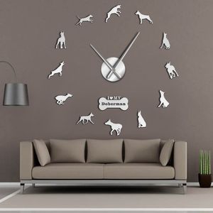 Doberman Pomeranian Rottweiler Poodle Pitbull Sibérien Husky Jack Russel Popuar Rimes de chien Diy Giant Wall Clock Puppy Home Decor