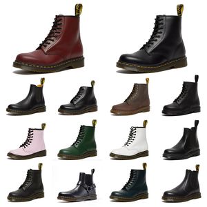 Doc Martens botas de lujo para mujer Martins mujer diseñador bota plataforma de cuero zapatos de hombre invierno botines de nieve fondo duradero deportes talón-bucle zapatillas de deporte tamaño 35-45