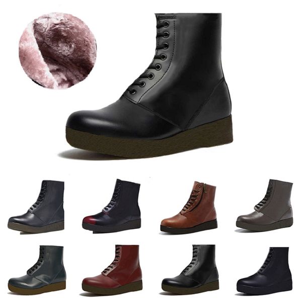 Doc Martens Bottes de neige pour hommes Fourrure de cuir d'hiver Cheville Moitié Bleu marine Rouge Bordeaux Vert Bottines triple noir blanc hommes femmes botte mode GAI 36-44