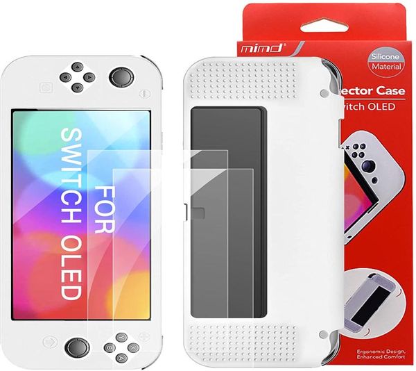 Caso acoplable para el nuevo modelo OLED de Nintendo Switch con 2 piezas Protector de pantalla Película TPU Absorción de amortiguadores Protective 7389010