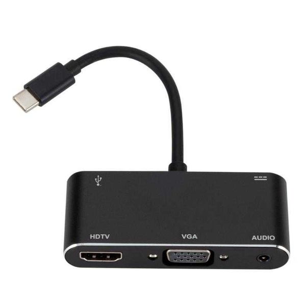 Station d'accueil Adaptateur Combo Type-C HUB PD 5 en 1 Convertisseur Ensemble Ménage VGA 3.5mm USB3.0 Ordinateur Sécurité Pièces Type C Port