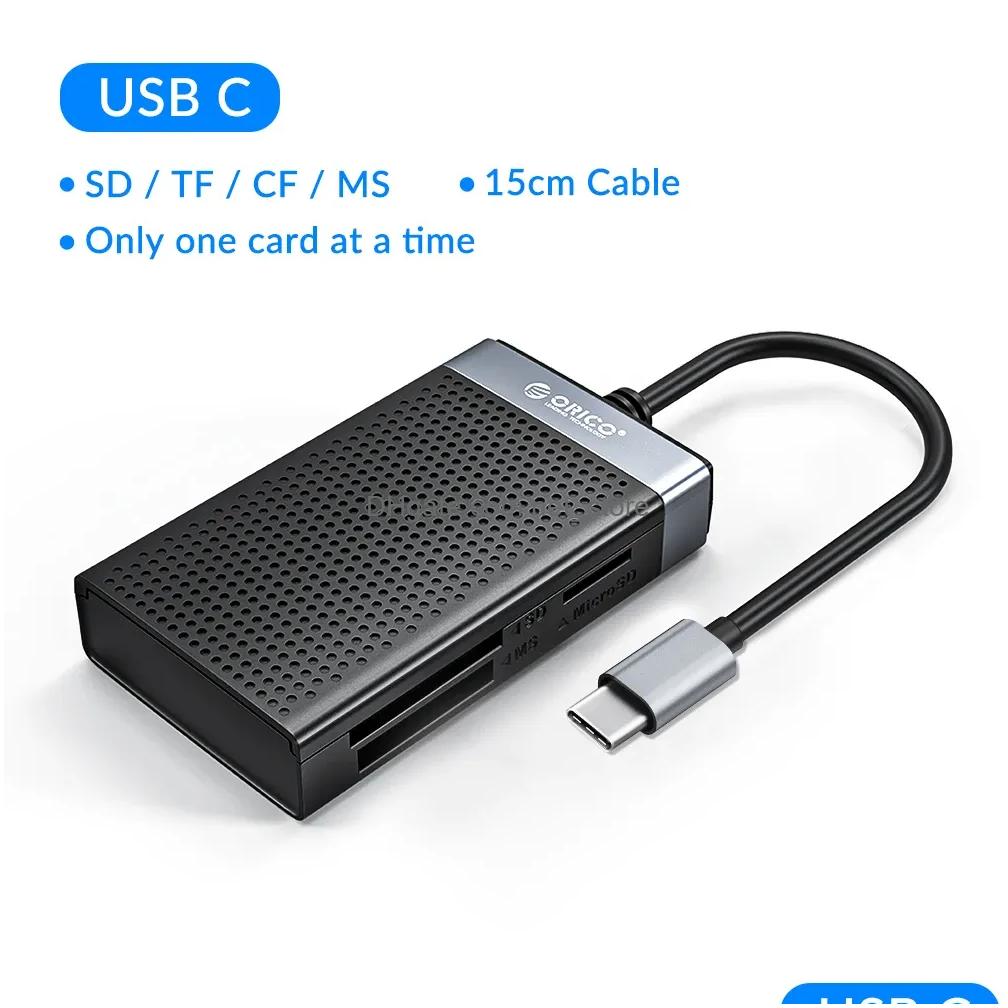 Stations d'amarrage hubs orico 4 dans 1 USB 3.0 C Carte mémoire lecteur SD TF CF MS Adaptateur Flash compact 5 Gbps Lire Écrire simtanement pour DHBHI