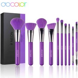 Docolor 10 stks Make-Up Kwasten Set Foundation Poeder Concealer Blush Oogschaduw Markeerstift Beauty Tool 220514