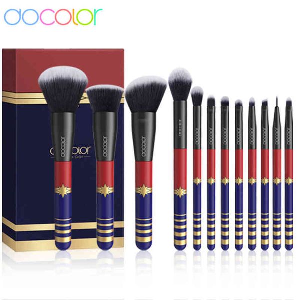 Docolor 12 Uds brochas de maquillaje profesional pelo sintético polvo base mezcla contorno sombra de ojos brocha de maquillaje 220514