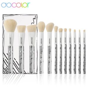 Docolor 12 pièces pinceaux de maquillage ensemble fond de teint poudre Blush ombre à paupières lèvres mélange maquillage brosse trousse à outils cosmétique Maquiagem 240311