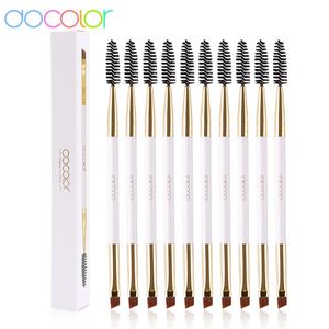 Docolor 5 / 10pcs blanc noir professionnel double tête à tête à tête de coies à caisse pinceaux brosses de cheveux minces en gros de brosses à sourcils inclinés 240418