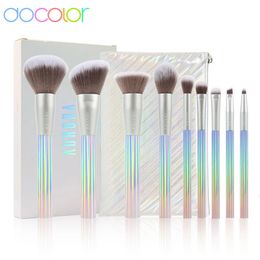 Cepillos de maquillaje de Docolor Aurora 9pcs Cepillos de maquillaje Set Foundation Powder Blending Face Blush Sheadw de maquillaje de maquillaje con bolsa 240327