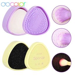 Docolor Make-up Borstel Snelle schonere make-up Wassen Borstels Cosmetische Remover Spons Brush Doos Scrubber Board Tool 220527