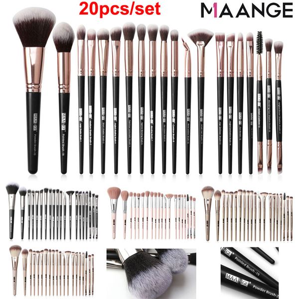 Juego de brochas de maquillaje, 20 piezas, brocha de maquillaje de viaje profesional, base, sombra de ojos, brocha para colorete, correctores de mezcla Kabuki, polvo facial, kit de brochas cosméticas para ojos