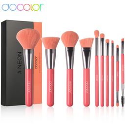 Docolor pinceaux de maquillage ensemble 10 pièces yeux visage fond de teint cosmétique poudre Blush fard à paupières Kabuki mélange maquillage brosse outils de beauté 240301