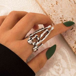 Docona mode bague irrégulière pour les femmes géométrie créative argent couleur alliage Knuckle anneaux femme bijoux de mariage cadeaux 20269 G1125
