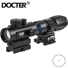 DOCTER 1x40 Optics Riflescope Tactical Red Dot Scope Sight Jacht Holografische Green Dot Sight 3x Vergrootglas combinatie