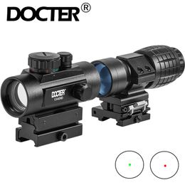 Docter 1x40 Red Dot 3x Lupa Holográfica Green Dot Sight Riflescope Caza Rifle Scope Sniper Airsoft