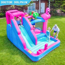 Doctor Dolphin Flamingo Juego inflable inflable House House Castillo de rebote de la casa de rebote que rebota con tobogan