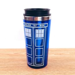 Docteur Dr Who Tardis tasse à café en acier inoxydable intérieur Thermos tasse Thermomug Thermocup 450ml qualité 201109275G