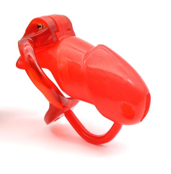 Docteur Mona Lisa - La nouvelle cage en silicone souple rouge pour homme avec dispositif de ceinture à anneau en résine fixe Kit transparent Bondage SM Toys1079901