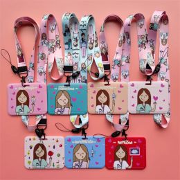 Doctor infirmière Horizonal Women's Lanyards Id Carte Holder Badge Badgers Hang Corde Lanyard Amusing Card Case Clip rétractable
