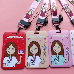 Docteur infirmière Pink Lanyard ID Holder Girls Badge Holders Neccd Necap Women Hospital Work Travel Credential Harder Clip rétractable