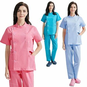 Médecin Infirmière Uniforme de travail Médical Chirurgical Scrubs Uniforme Salle d'opération Toilettage pour animaux de compagnie Spa Vêtements de travail Clinique dentaire Costumes W32x #