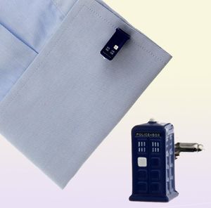 Doctor Who 3D Police Box manchetknopen Koperen manchetlink voor shirt bruiloft Cufflinks Fathers Day Gifts for Mens Jewelry Cuff Links S3418739