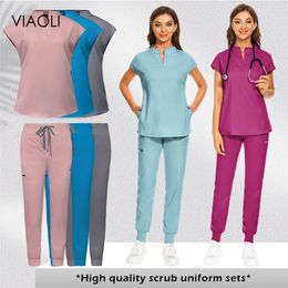 Médecins Nurse Work Wear Scrubs Scarts Uniform Femmes Joggers Hospital Hospital Ensemble de laboratoire médical Clinical Uniforme Uniform Lab Labor