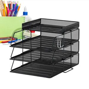 Document Trays Office Desk Paper Organizer Bestand Holder Document Trade Space Saving Removeerbare Multiusage Metal Mesh File Tray