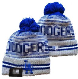 Dodgers Gorros Los Ángeles LA Bobble Hats Gorras de béisbol 2023-24 Diseñador de moda Sombrero de cubo Gorro de punto grueso con pompón de imitación Gorro de punto deportivo de Navidad A0