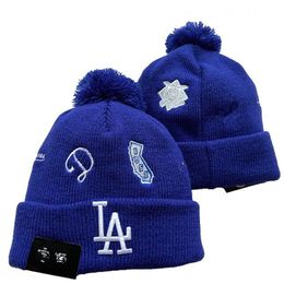 Dodgers Mutsen Los Angeles LA Bobble Hoeden Baseball Ball Caps 2023-24 Modeontwerper Bucket Hat Grof Gebreid Faux Pom Beanie Kerst Sport Gebreide muts A10