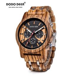 Dodo Deer Men's Watch Wood Watches Men Horloge Business Arrêt de luxe Couleur Couleur en option avec bois en acier inoxydable Band C08 OEM220L