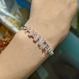 Dodoai Nom personnalisé Bracelet Crystal 9 mm Lettres brillantes Femmes Kids Cuban Chaîne Ajustement Lettre d'étirement Bracelets Cadeaux 240422