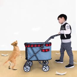 DODOPET Pet Dog Stroller Pet Dog Foldable Carrier Strolling Cat Outdoor Carrier Cart Poussette à quatre roues