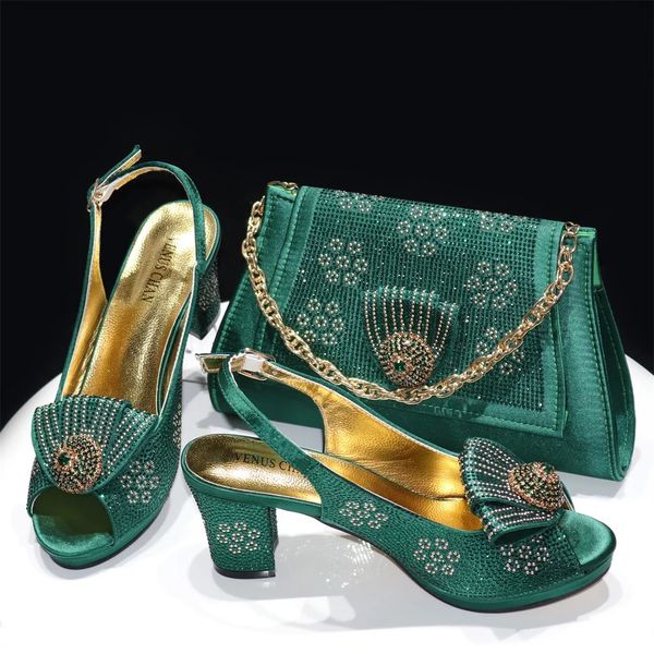 Doershow belles chaussures africaines et sac assorti ensemble avec vert vente femmes italiennes pour mariage HRE115 240130